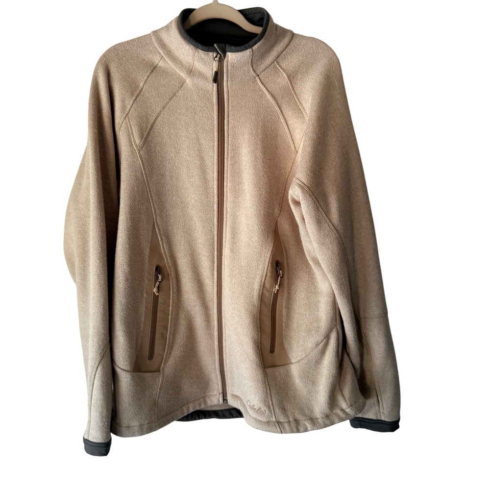 Cabela's XL Mens‎ Full Zip Fleece Jacket Tan Beige Outdoor Sportswear Coat